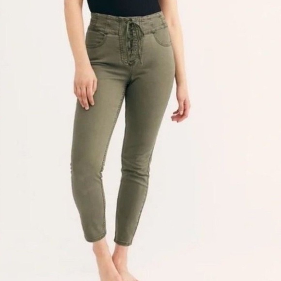 Free People Plus CRVY Lace Up Skinny Jeans - Picture 1 of 6